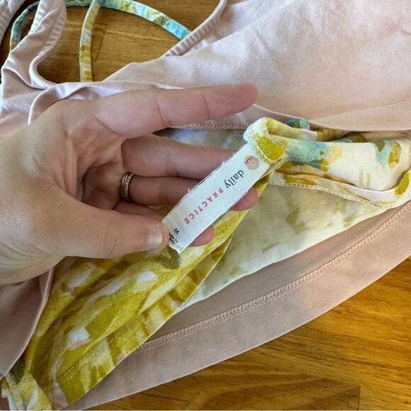 Anthropologie Daily Practice Double Layer Pink Crop Tank Bra Size Medium - Picture 4 of 4